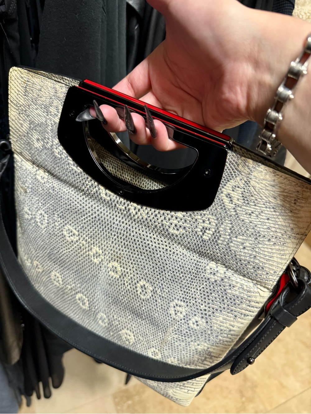 Christian Louboutin Bettina clutch & shoulder bag Watersnake Leather & red inter